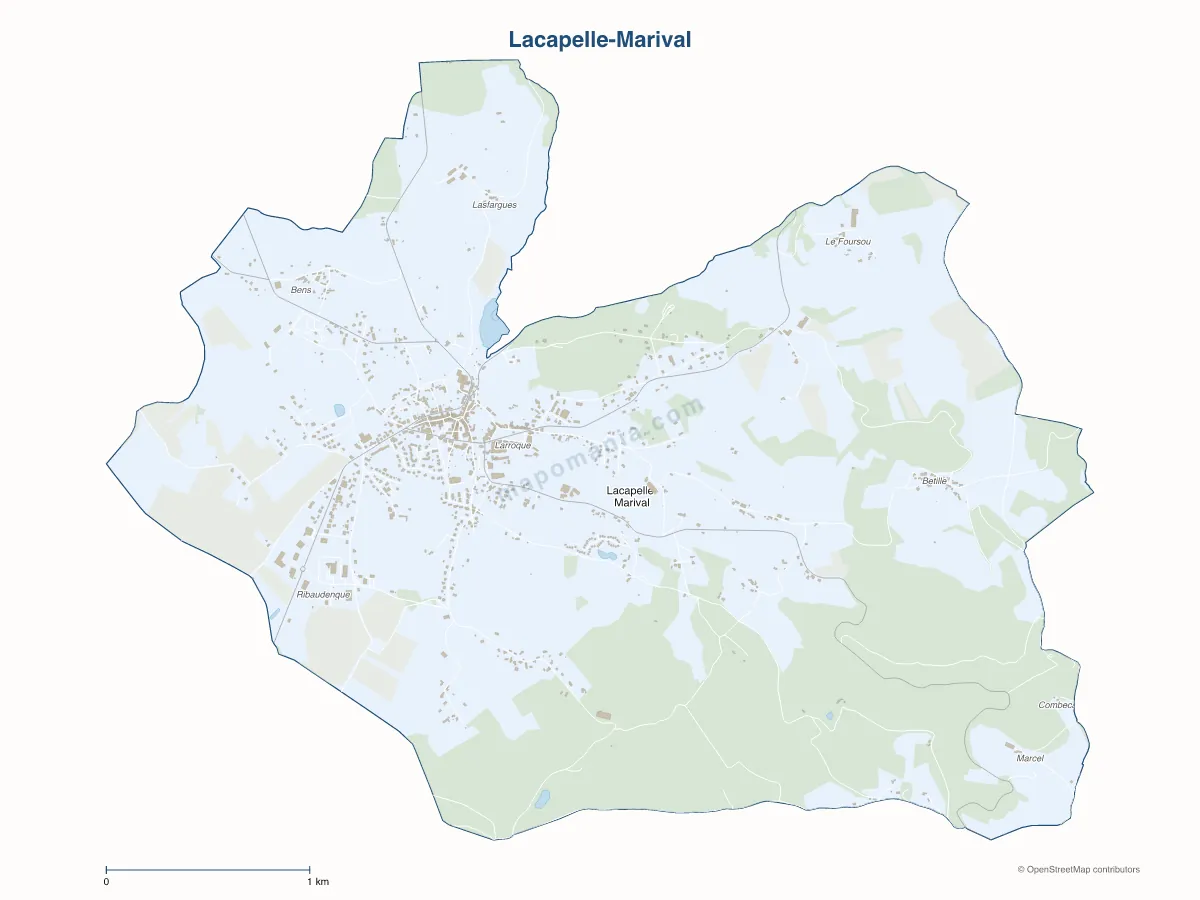 Carte de Lacapelle-Marival à personnaliser