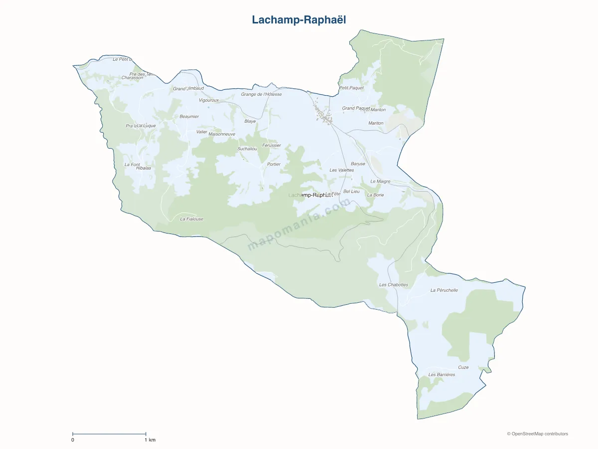 Carte de Lachamp-Raphaël à personnaliser