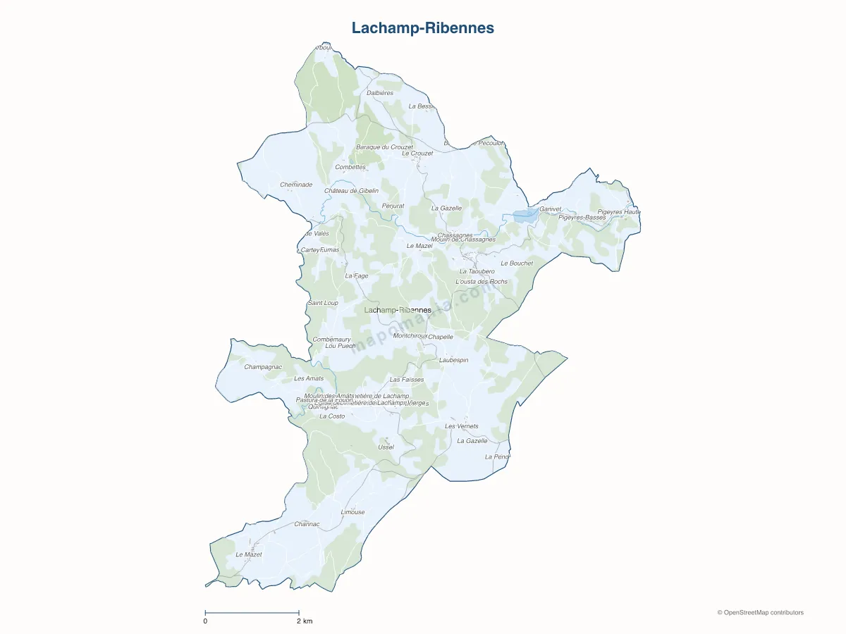 Carte de Lachamp-Ribennes à personnaliser