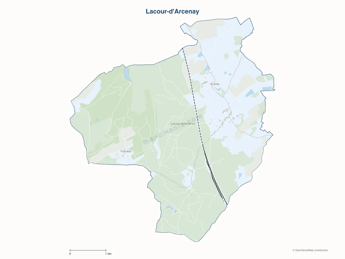 Carte de Lacour-d'Arcenay à personnaliser