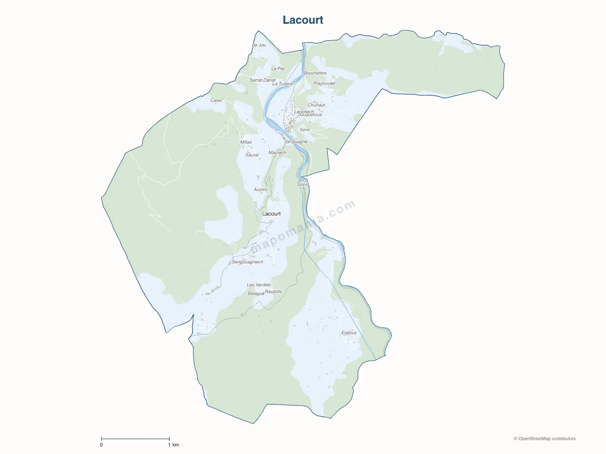 Carte de Lacourt à personnaliser