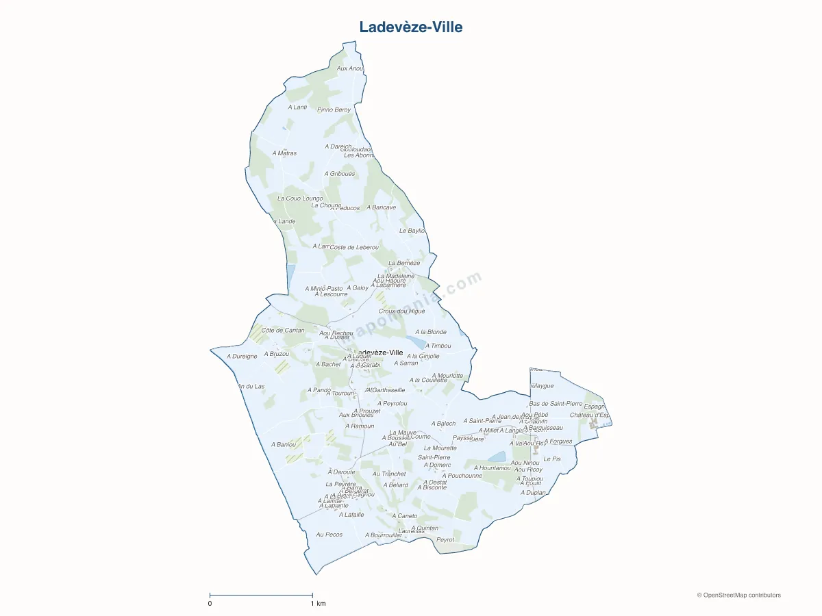 Carte de Ladevèze-Ville à personnaliser