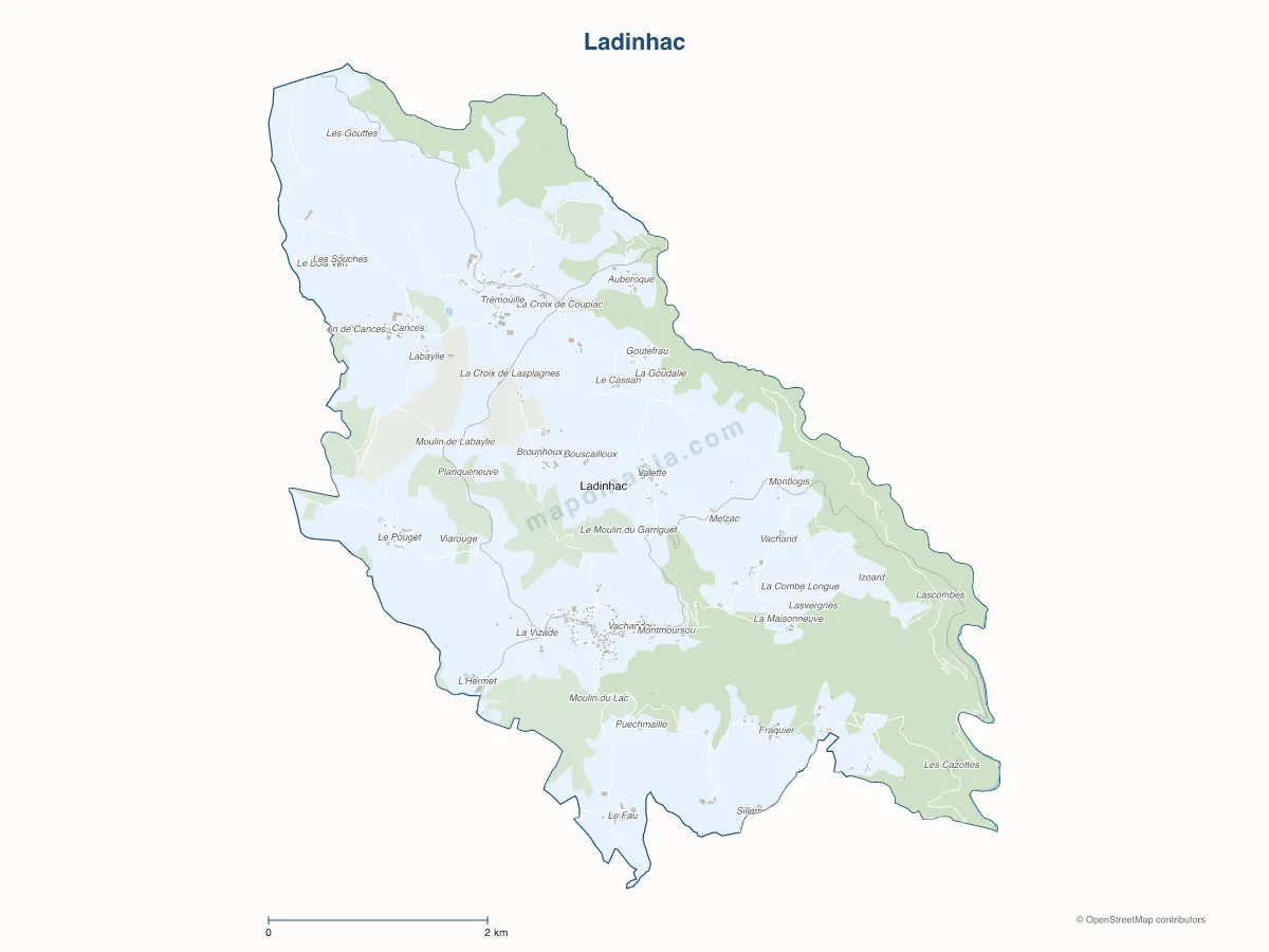 Carte de Ladinhac à personnaliser