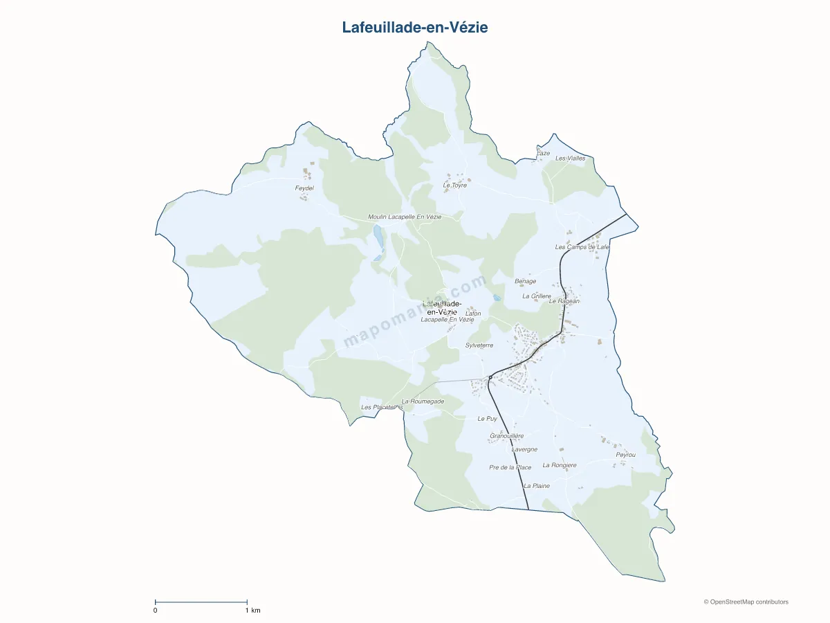 Carte de Lafeuillade-en-Vézie à personnaliser