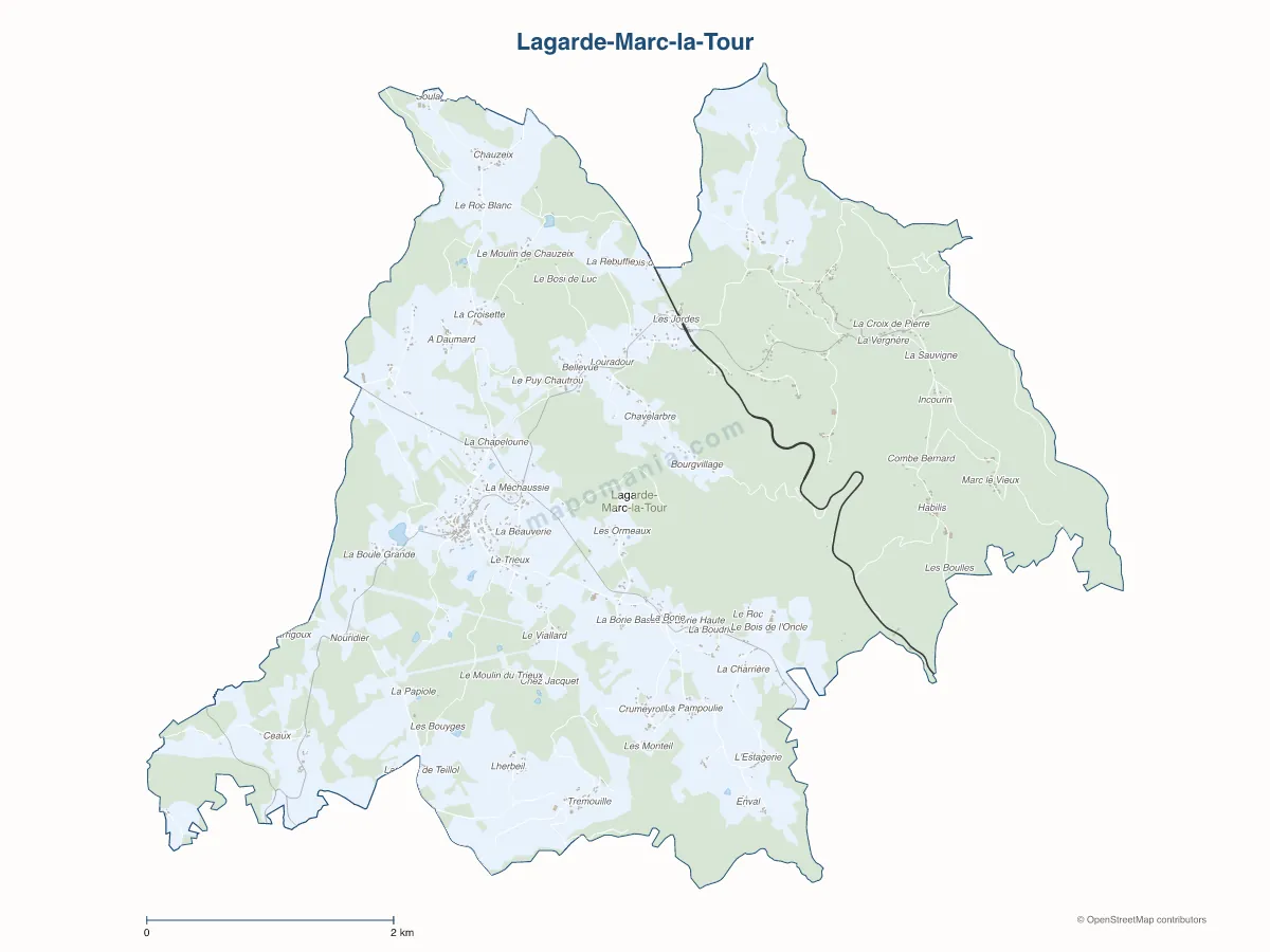 Carte de Lagarde-Marc-la-Tour à personnaliser