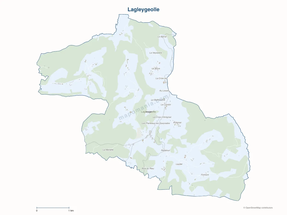 Carte de Lagleygeolle à personnaliser