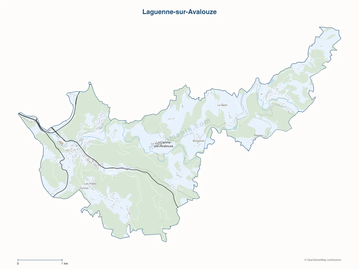 Carte de Laguenne-sur-Avalouze à personnaliser