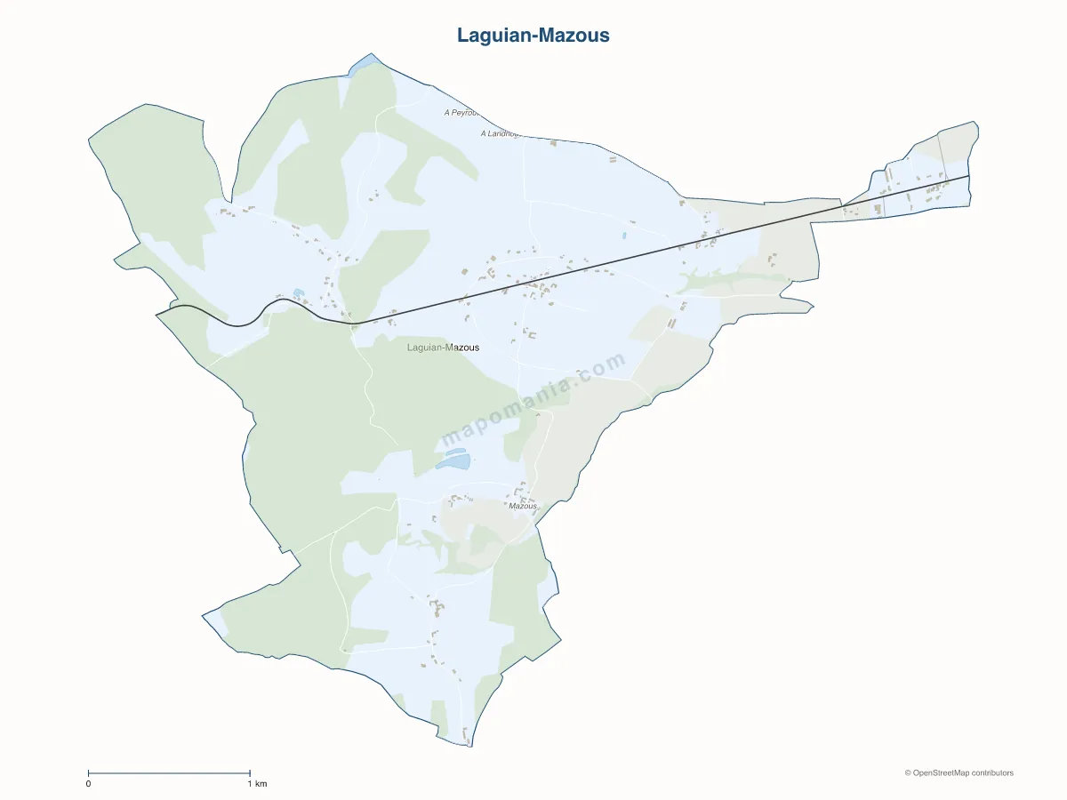 Carte de Laguian-Mazous à personnaliser