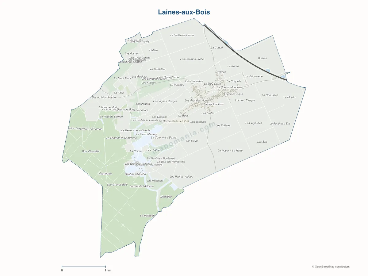 Carte de Laines-aux-Bois à personnaliser