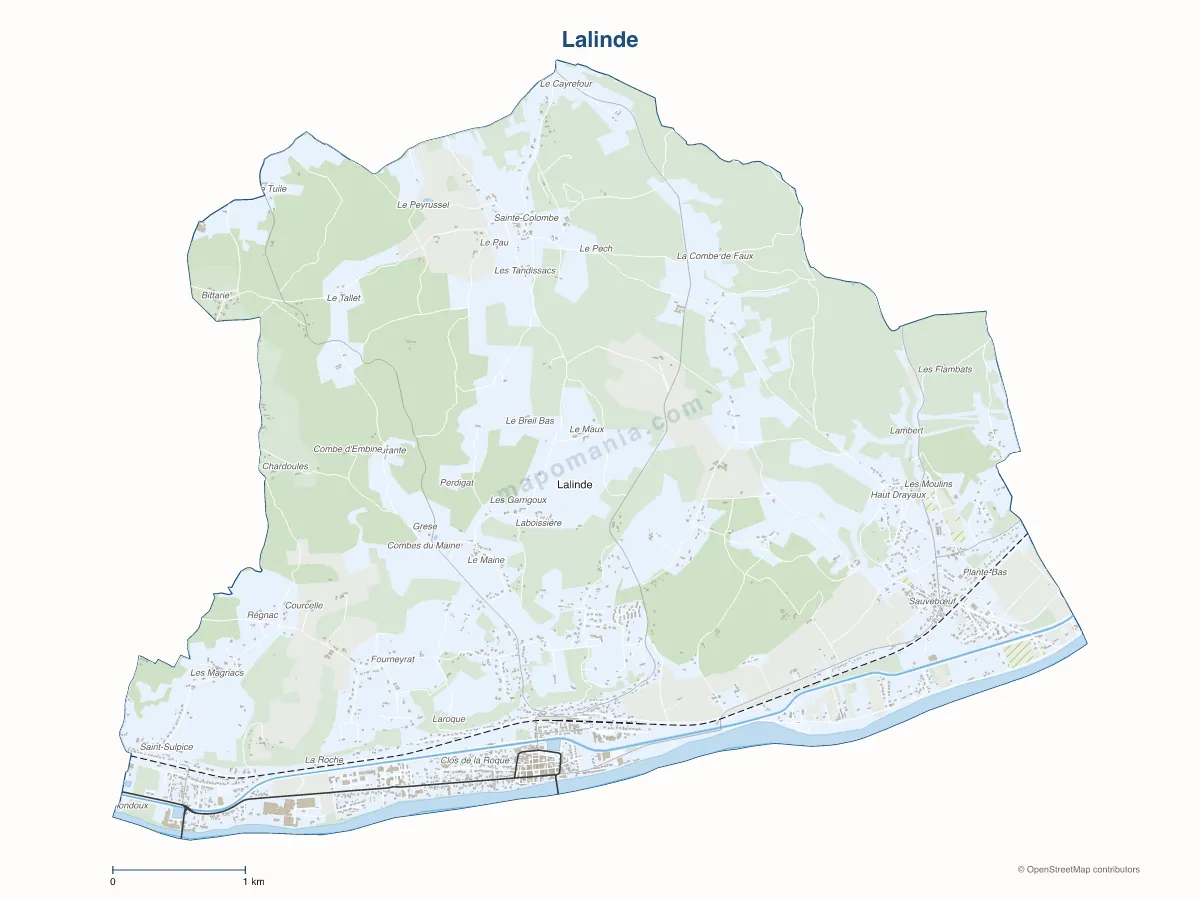 Carte de Lalinde à personnaliser