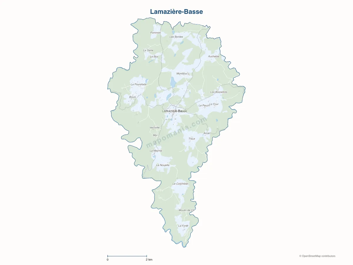 Carte de Lamazière-Basse à personnaliser