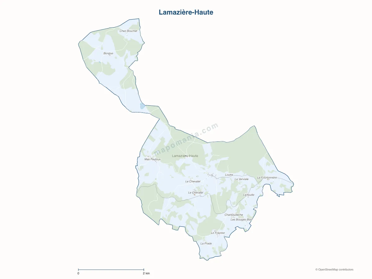 Carte de Lamazière-Haute à personnaliser