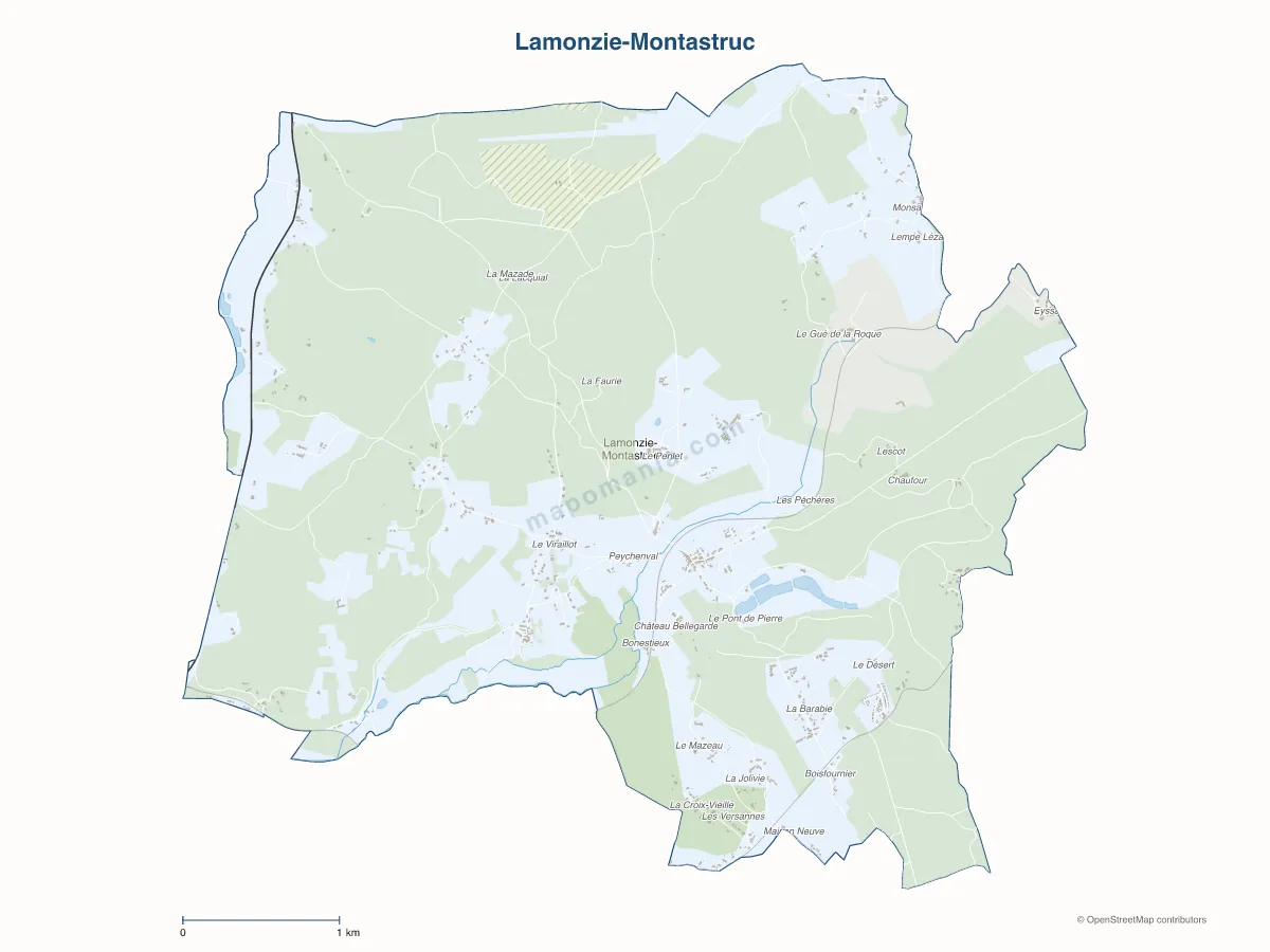 Carte de Lamonzie-Montastruc à personnaliser