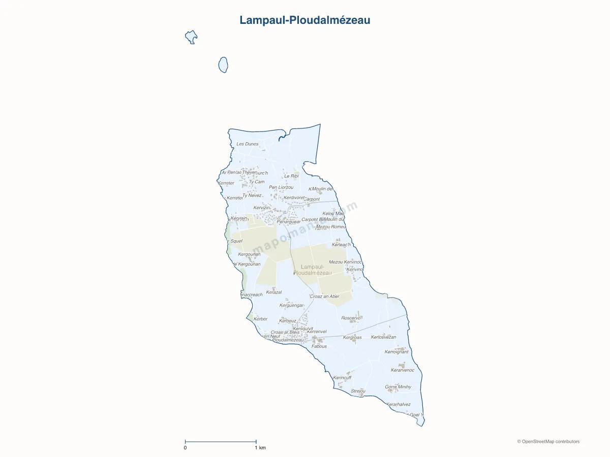 Carte de Lampaul-Ploudalmézeau à personnaliser