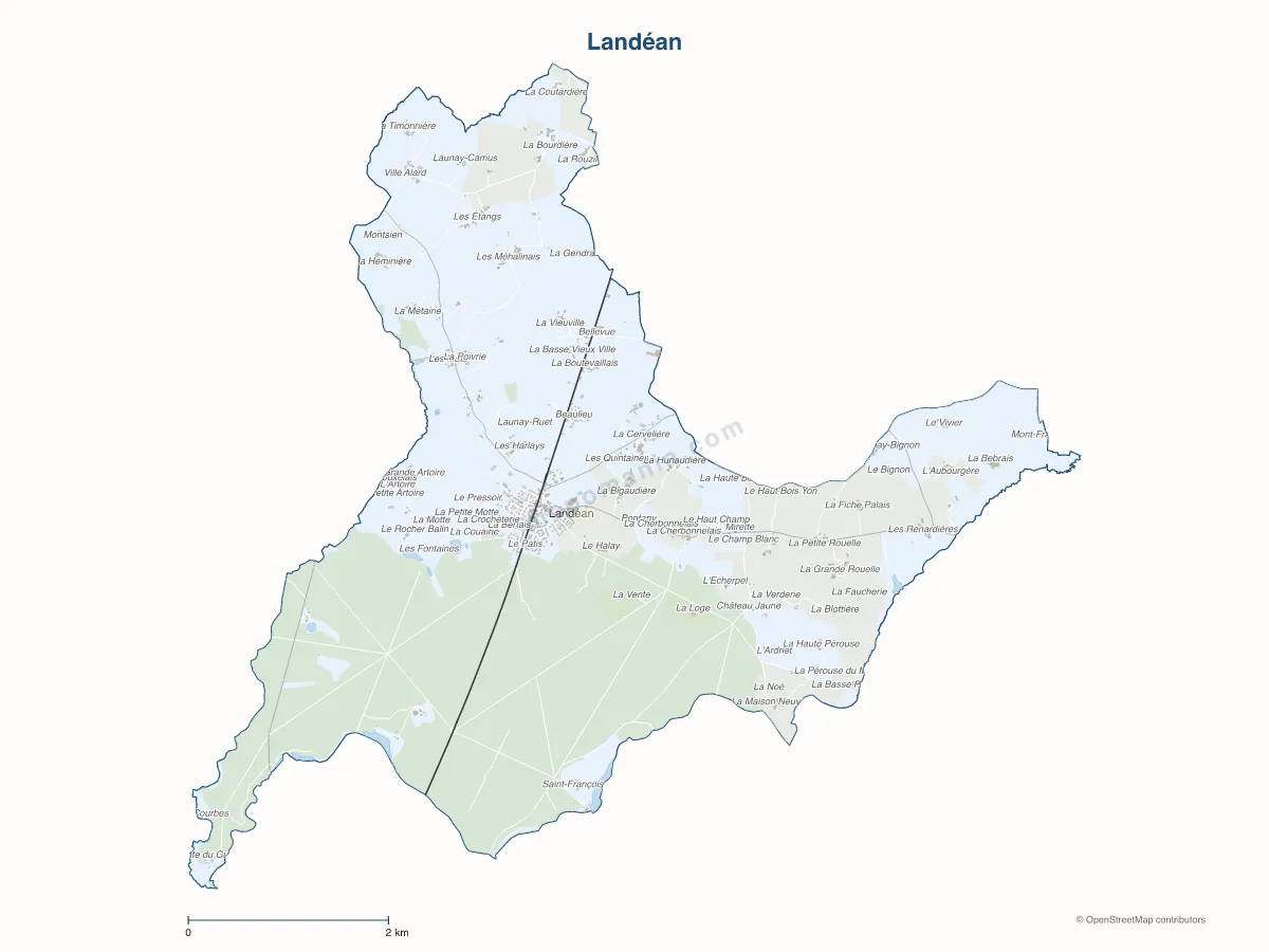Carte de Landéan à personnaliser