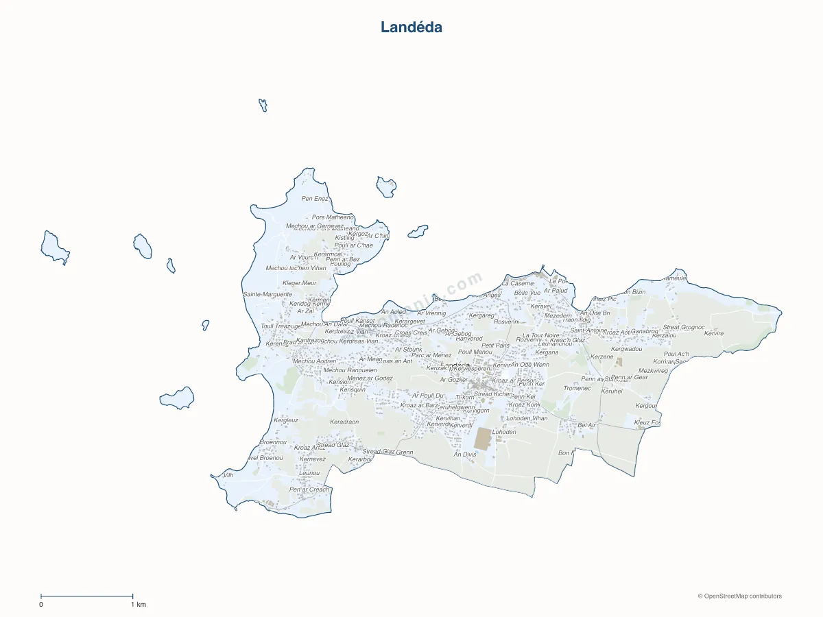 Carte de Landéda à personnaliser