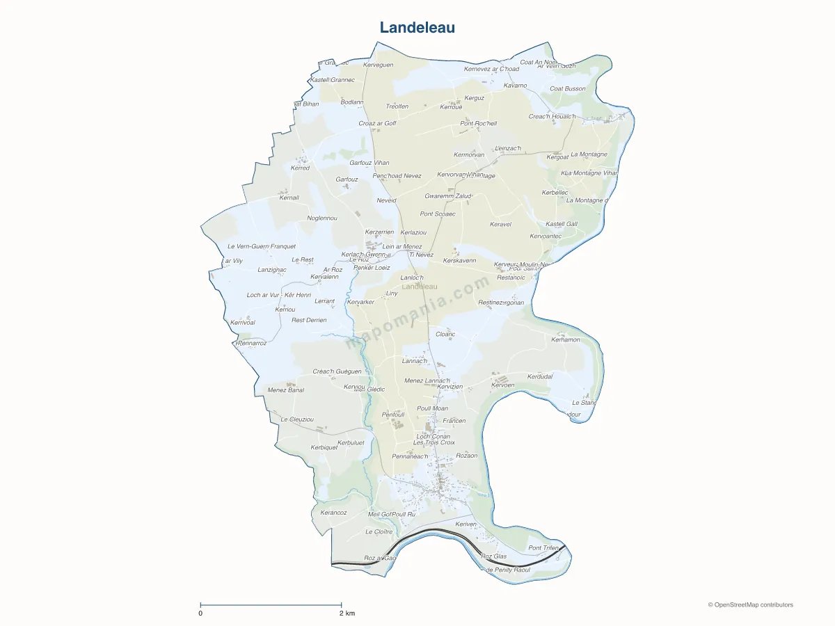 Carte de Landeleau à personnaliser