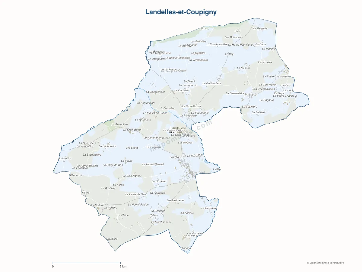 Carte de Landelles-et-Coupigny à personnaliser