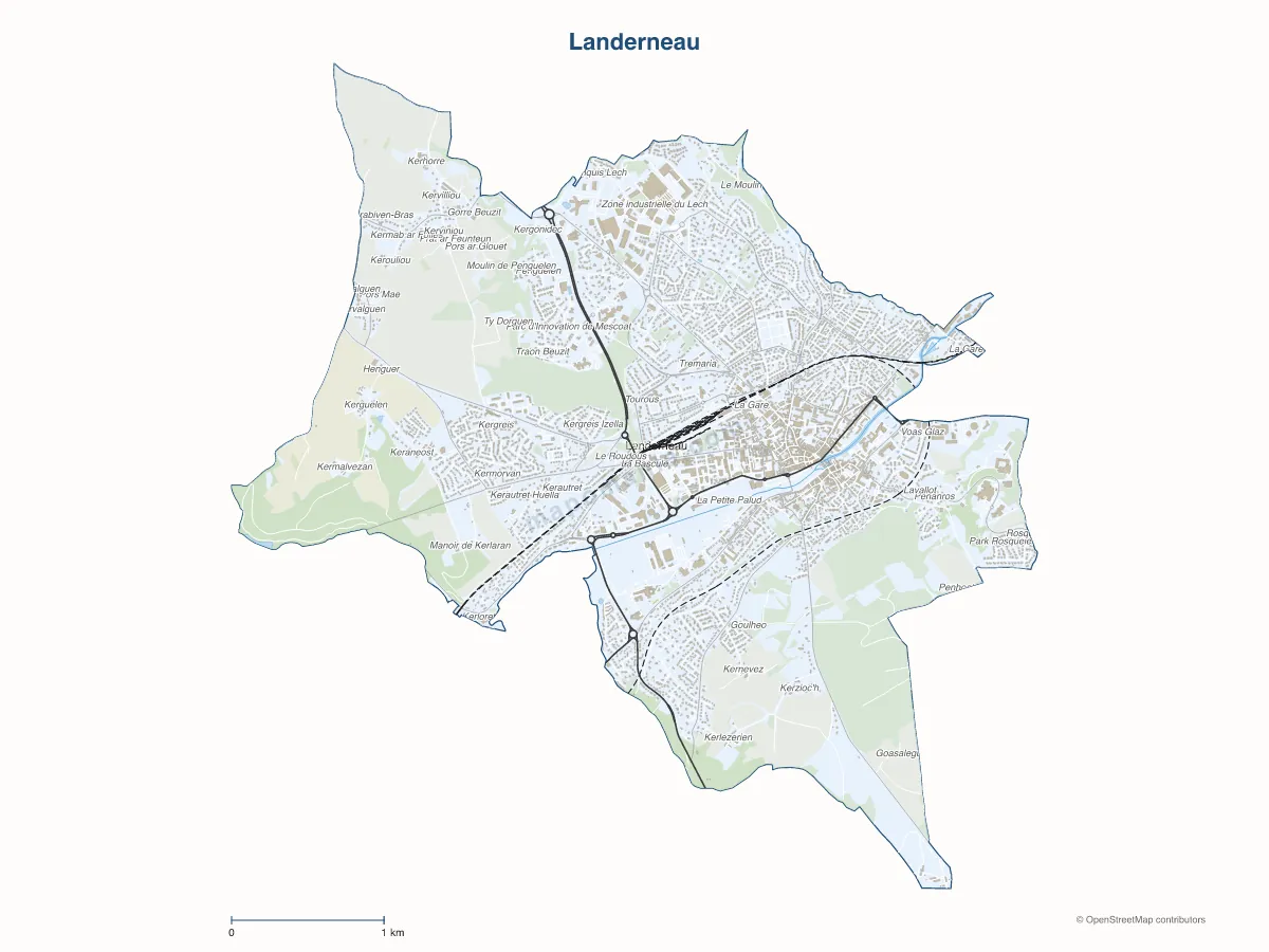 Carte de Landerneau à personnaliser