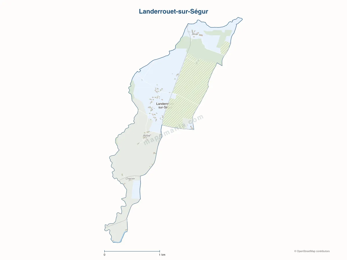 Carte de Landerrouet-sur-Ségur à personnaliser