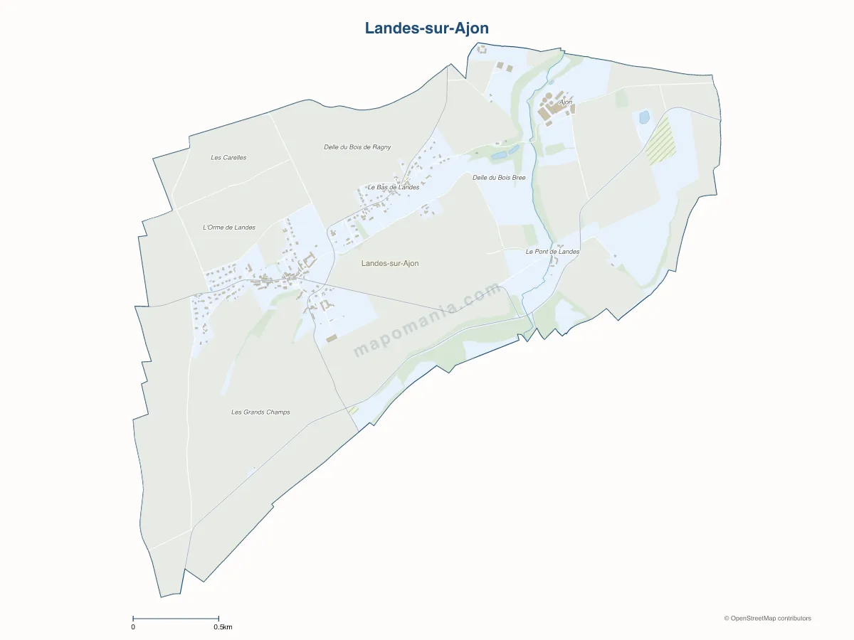 Carte de Landes-sur-Ajon à personnaliser