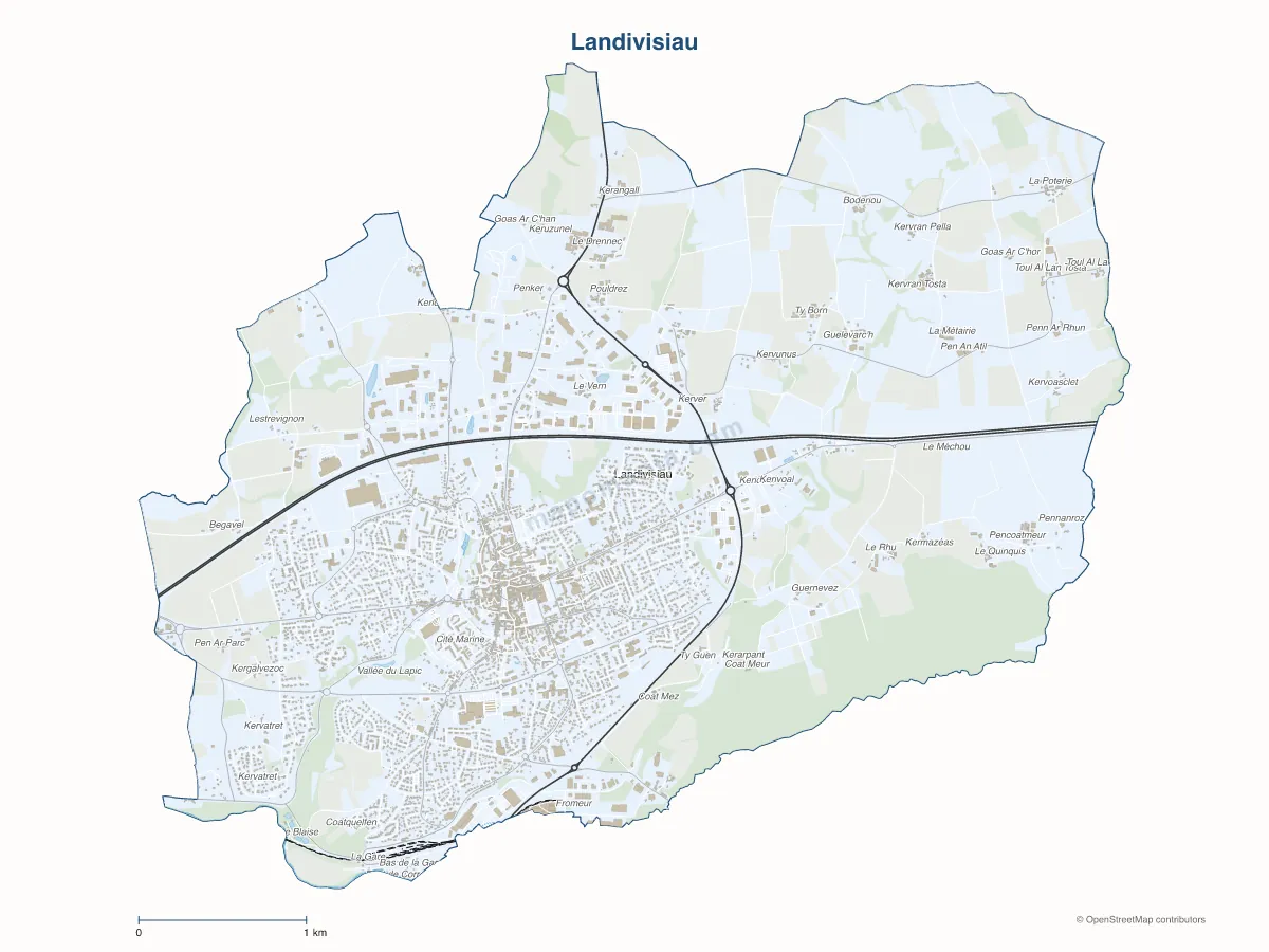 Carte de Landivisiau à personnaliser