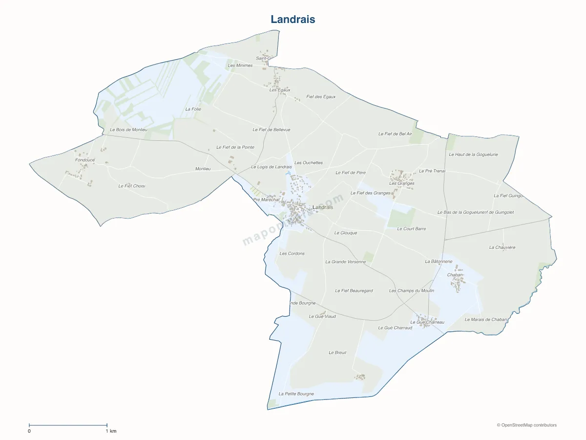 Carte de Landrais à personnaliser