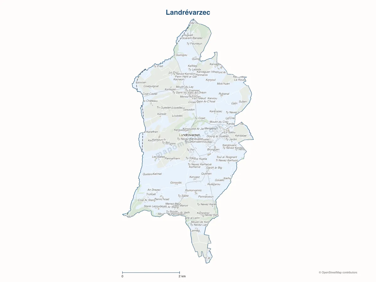 Carte de Landrévarzec à personnaliser
