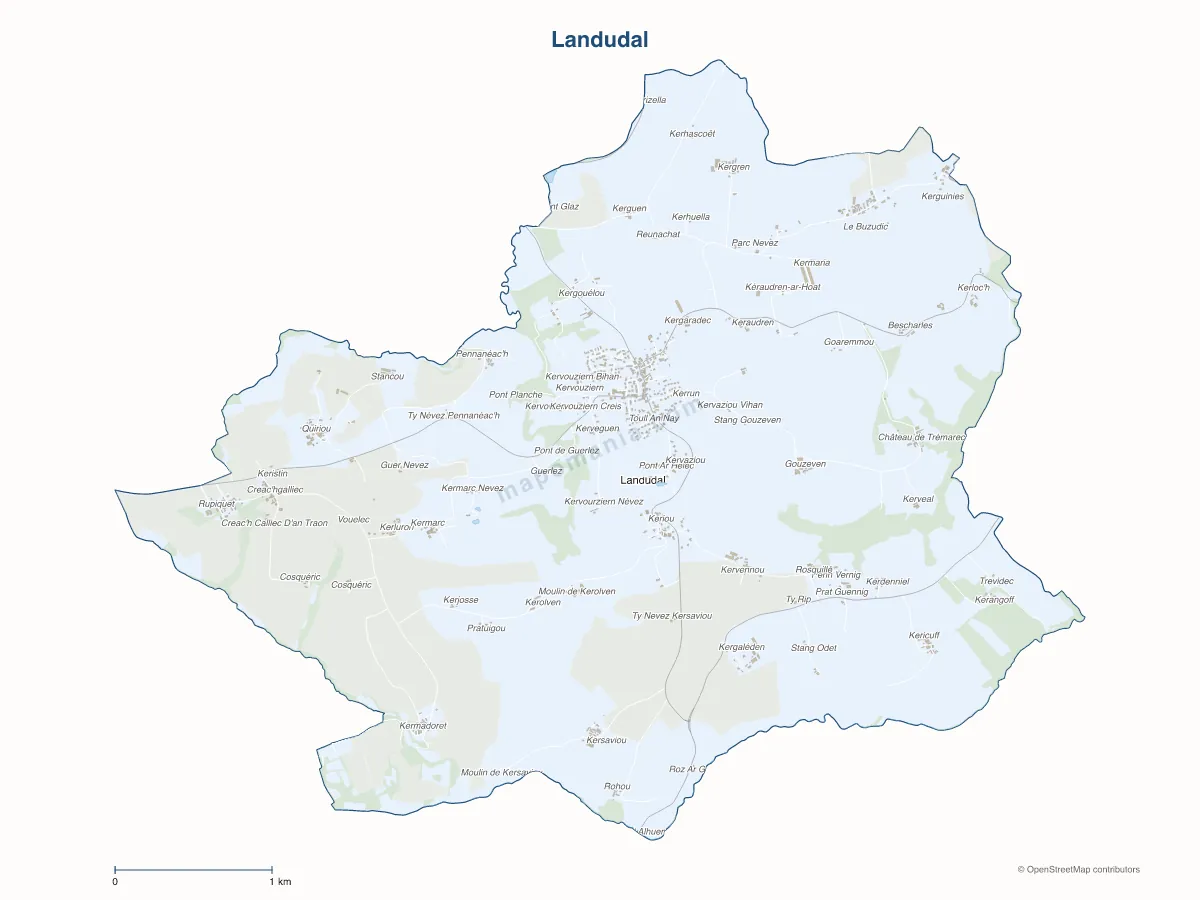 Carte de Landudal à personnaliser