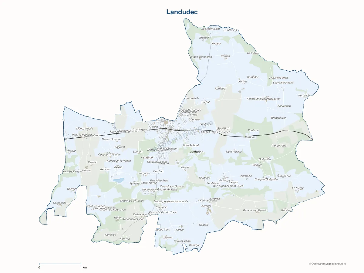 Carte de Landudec à personnaliser