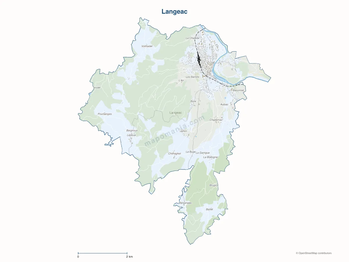 Carte de Langeac à personnaliser