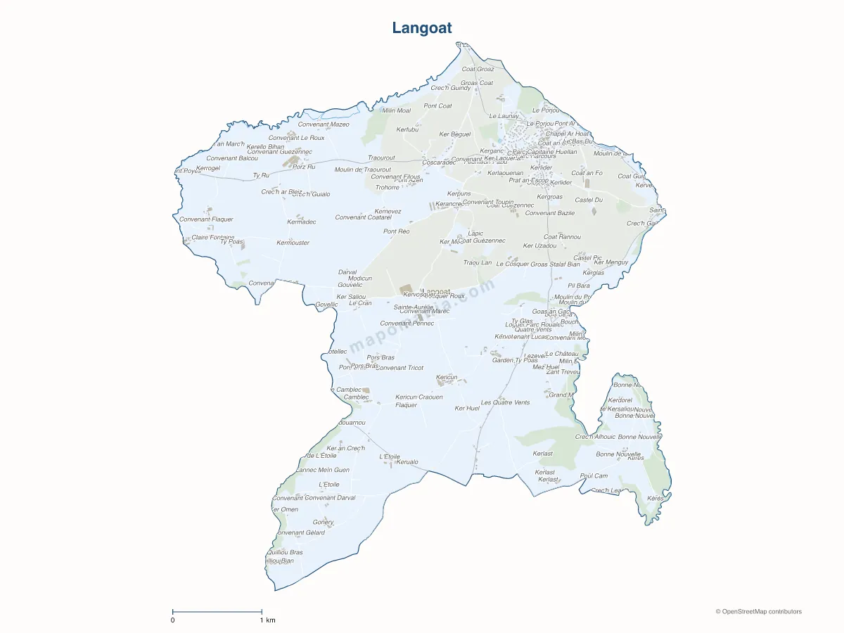 Carte de Langoat à personnaliser