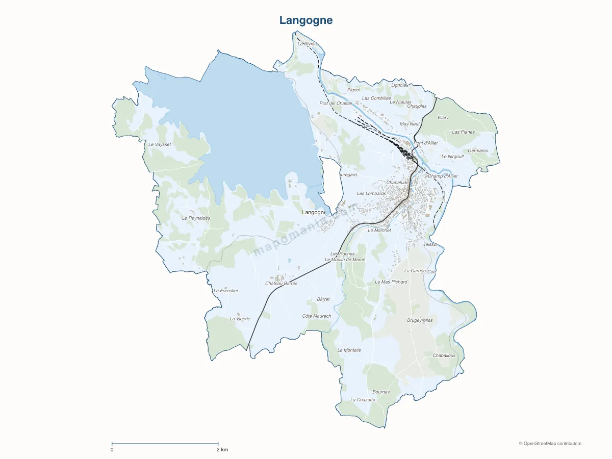 Carte de Langogne à personnaliser