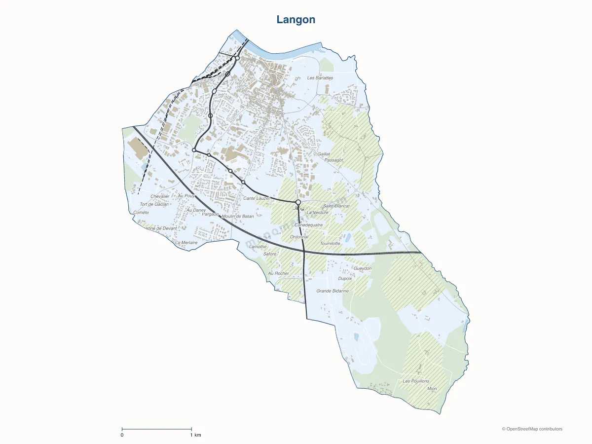 Carte de Langon à personnaliser