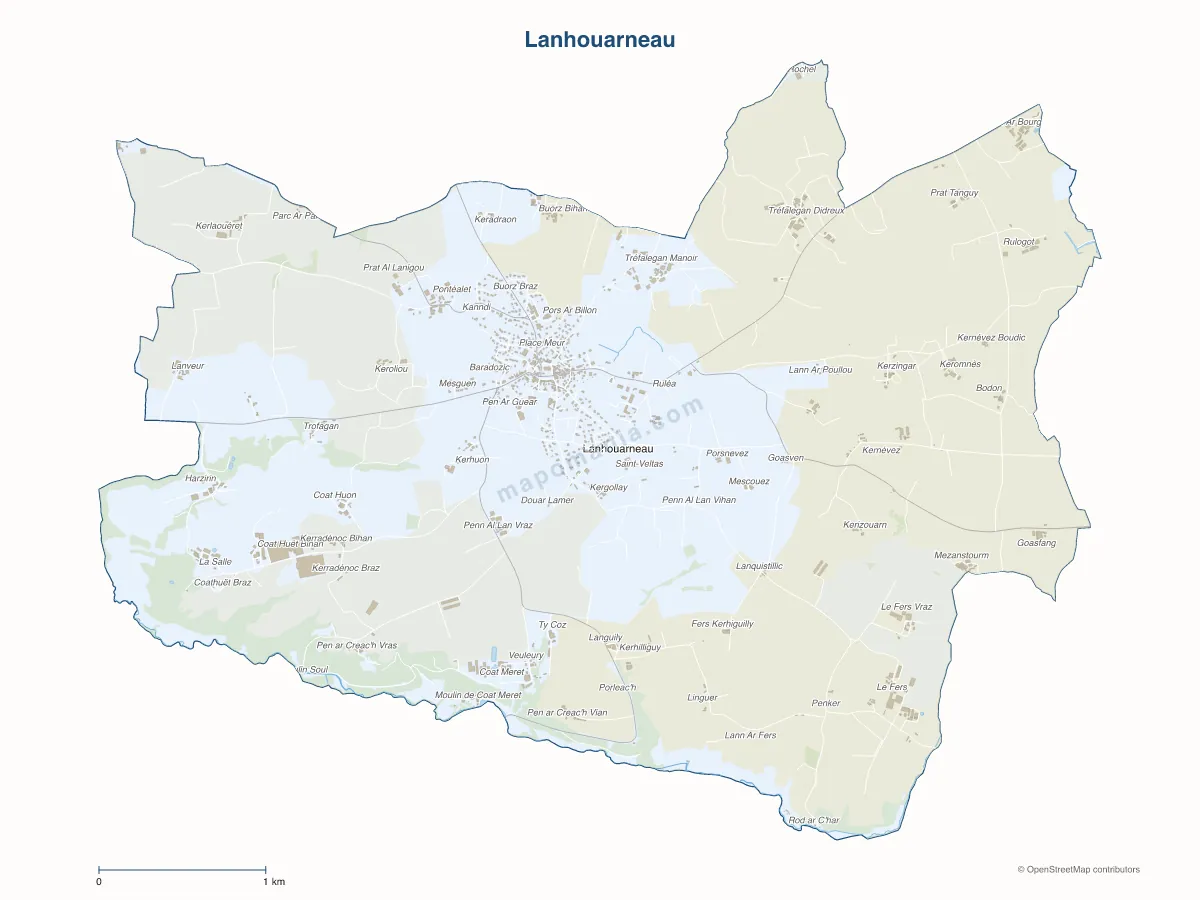 Carte de Lanhouarneau à personnaliser