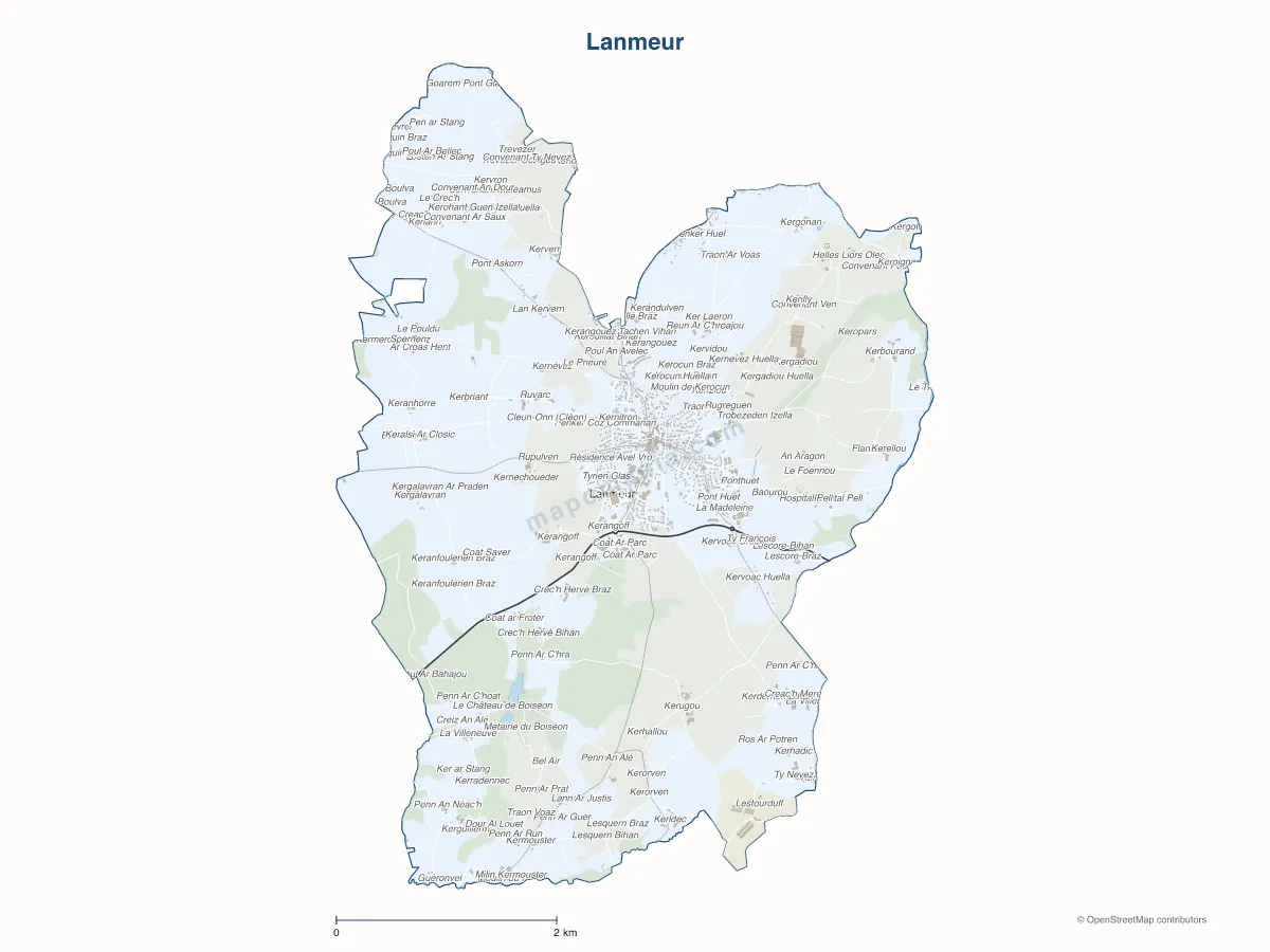Carte de Lanmeur à personnaliser