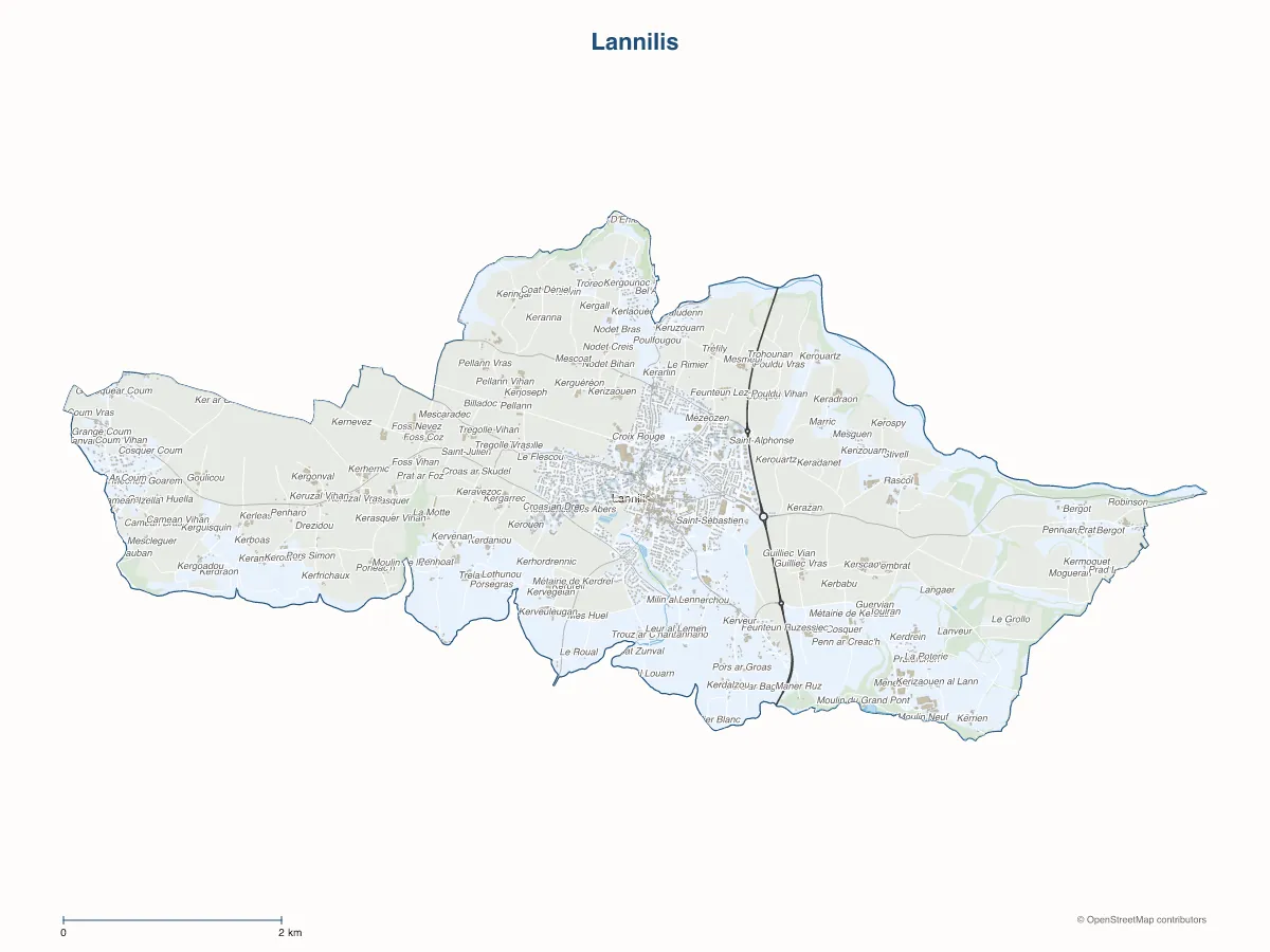 Carte de Lannilis à personnaliser