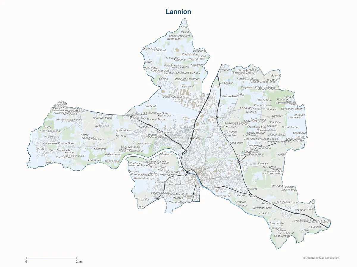 Carte de Lannion à personnaliser