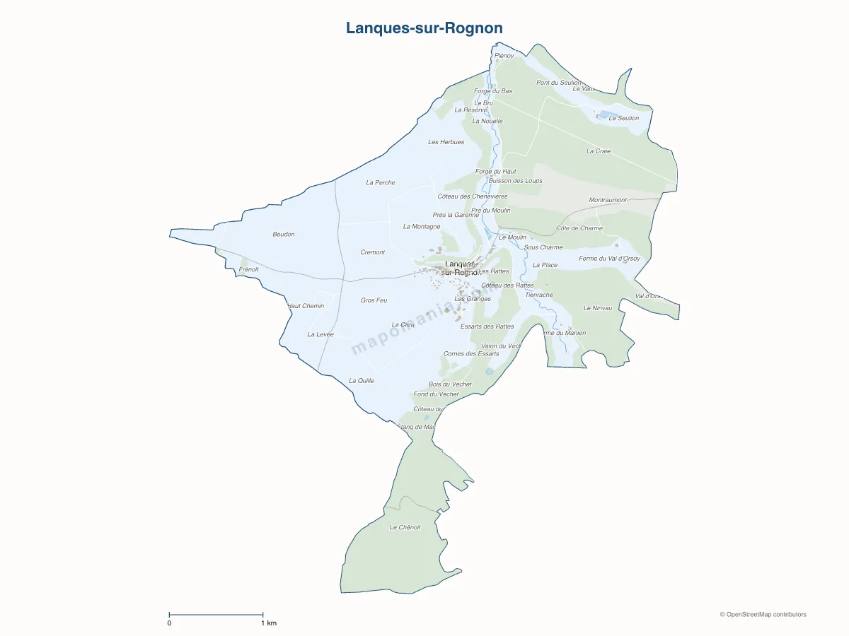 Carte de Lanques-sur-Rognon à personnaliser