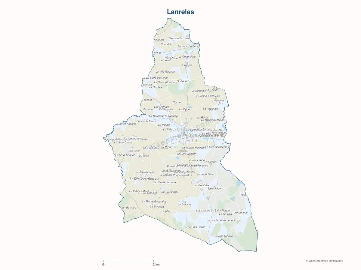 Carte de Lanrelas à personnaliser