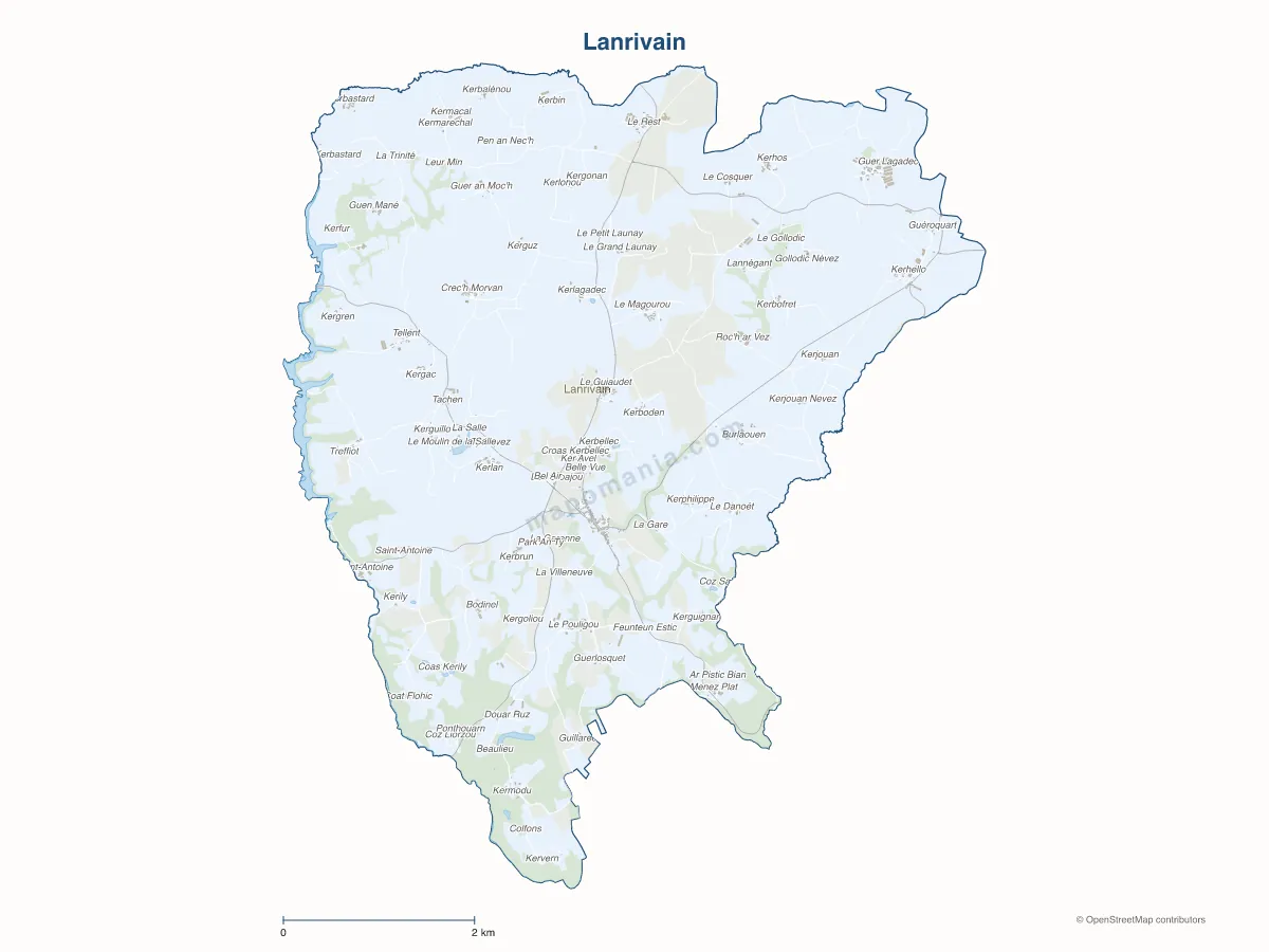 Carte de Lanrivain à personnaliser