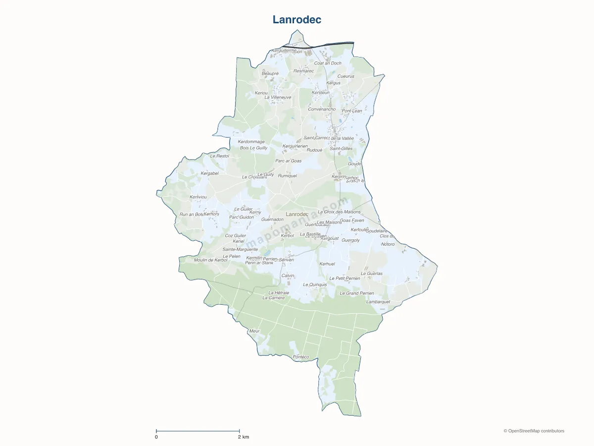 Carte de Lanrodec à personnaliser