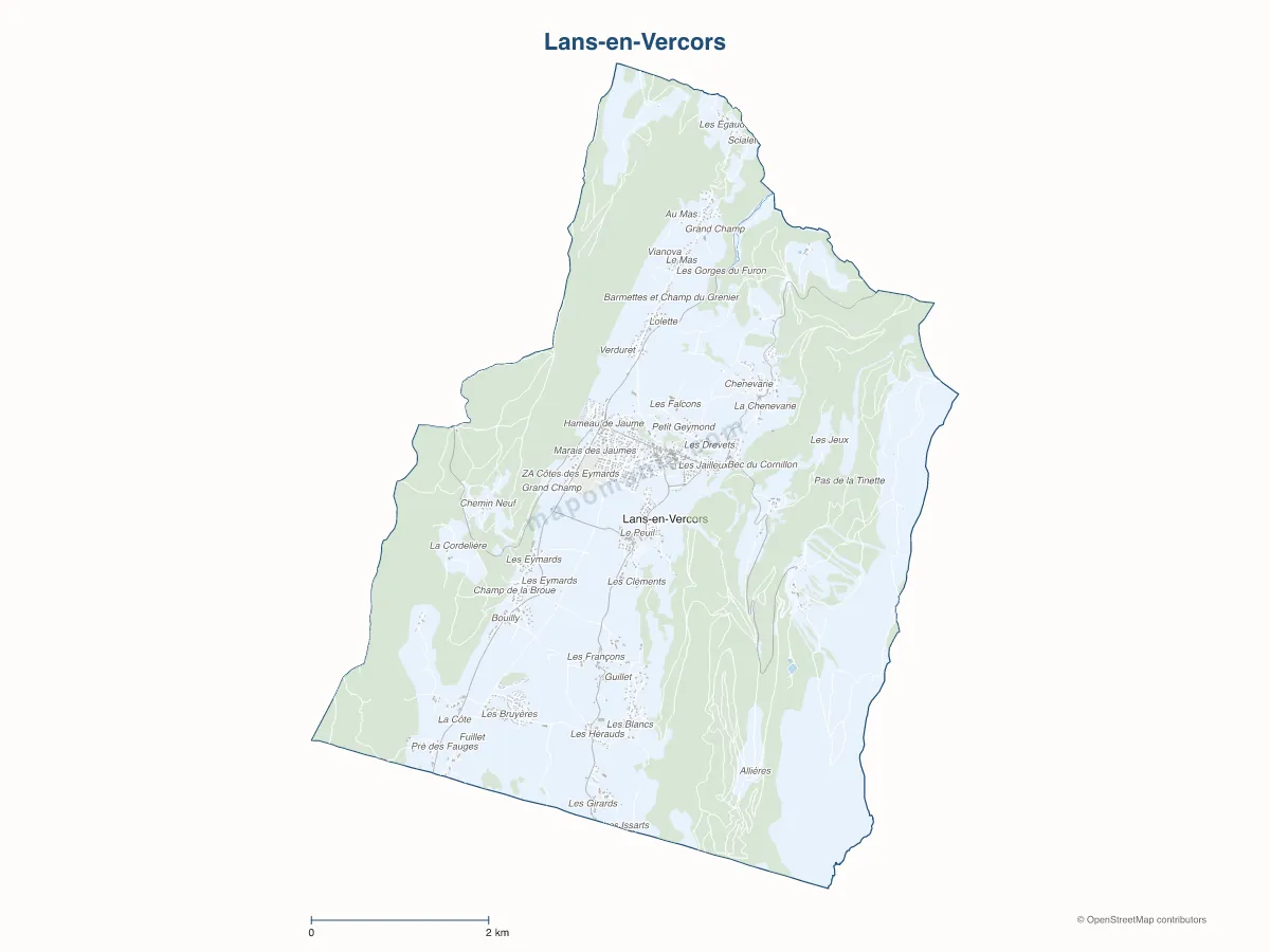 Carte de Lans-en-Vercors à personnaliser