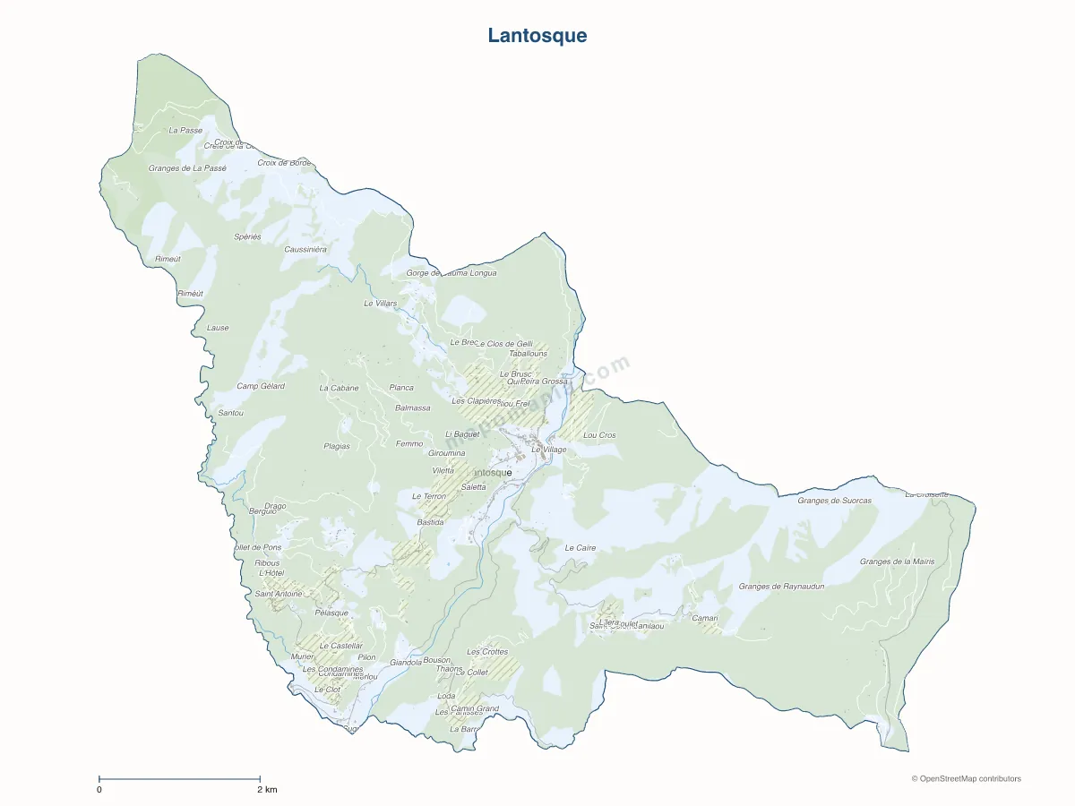 Carte de Lantosque à personnaliser