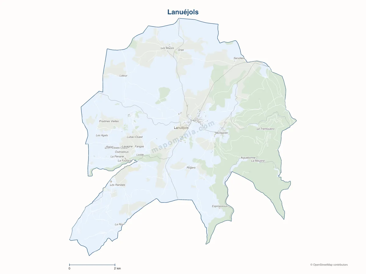 Carte de Lanuéjols à personnaliser