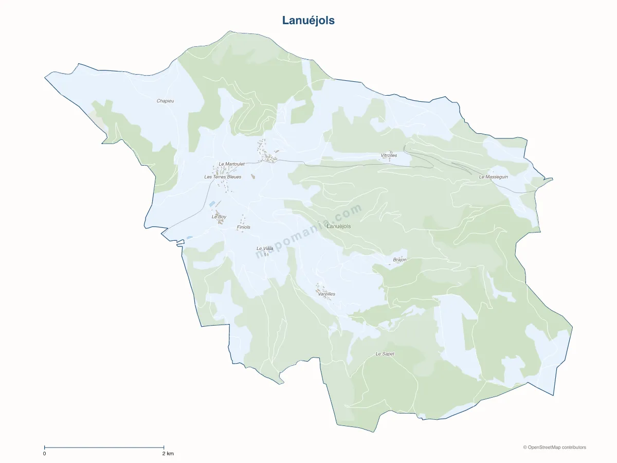 Carte de Lanuéjols à personnaliser