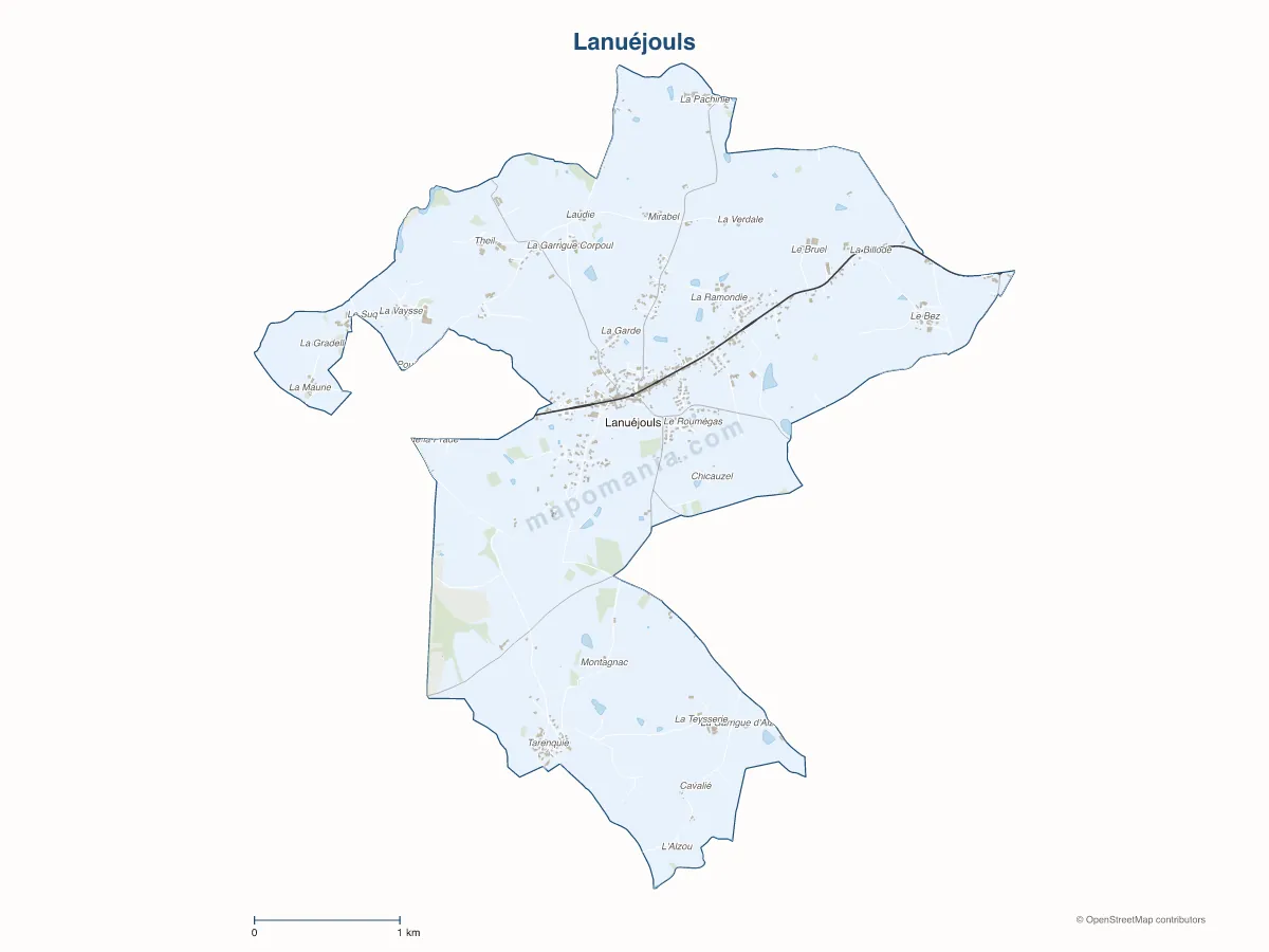 Carte de Lanuéjouls à personnaliser
