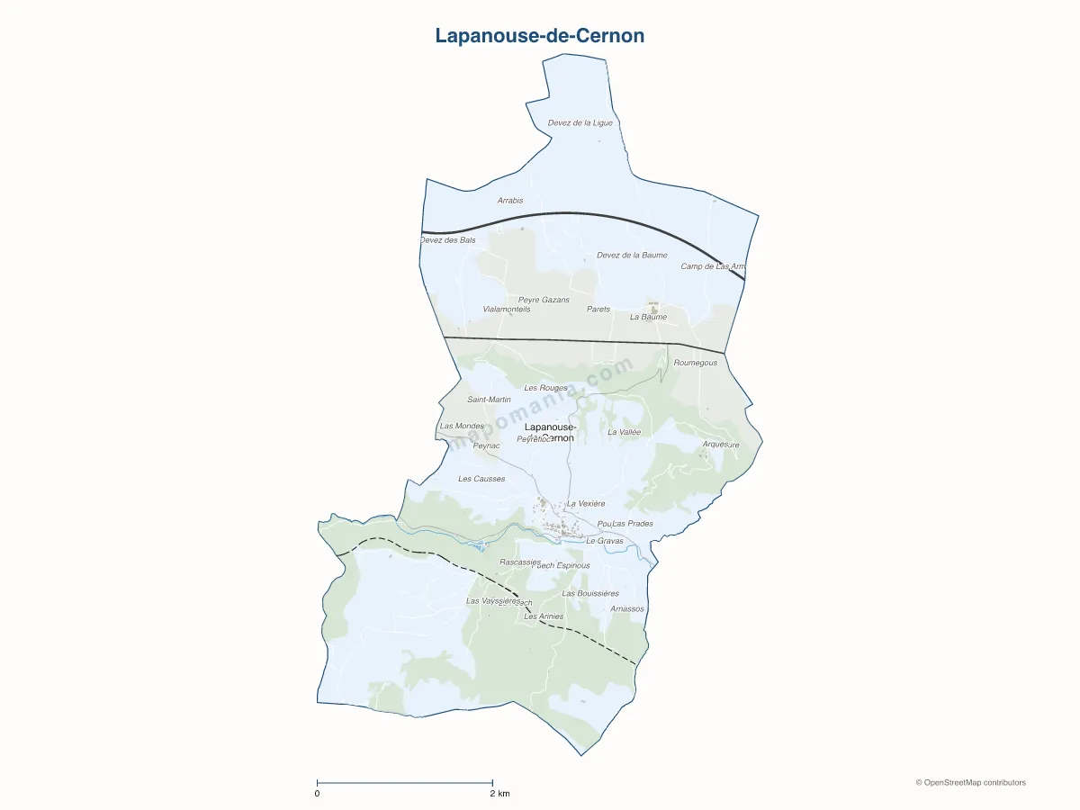 Carte de Lapanouse-de-Cernon à personnaliser