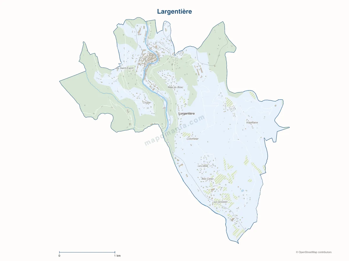 Carte de Largentière à personnaliser