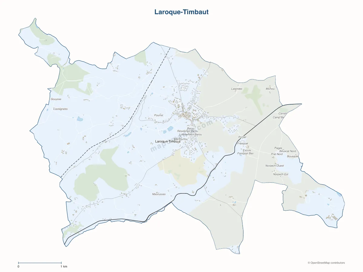 Carte de Laroque-Timbaut à personnaliser